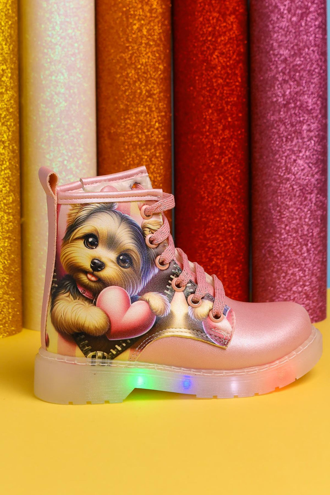 Liselle Pink Cartoon Character Print Lace-Up Kids' Boots