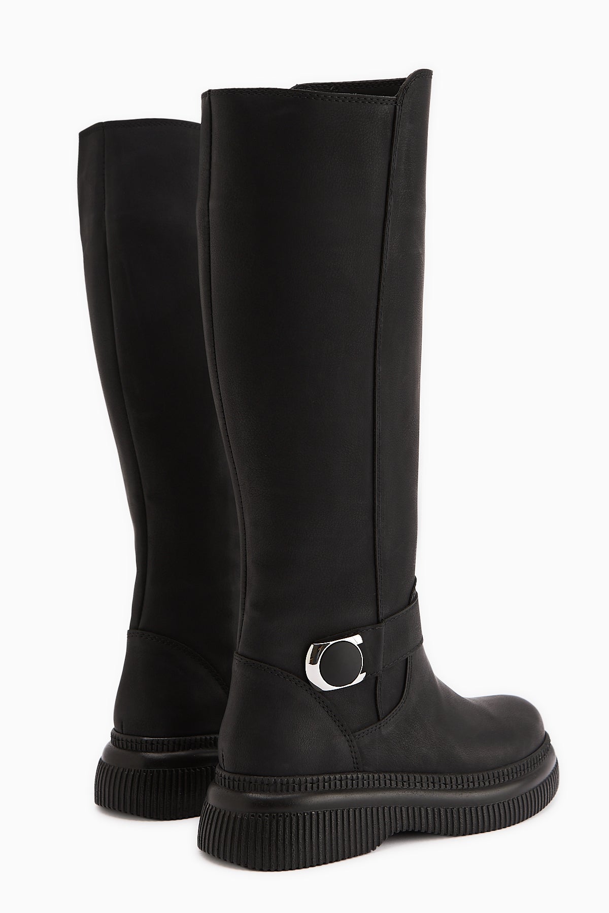 Juliah Black Buckle Detailed Zippered Boots