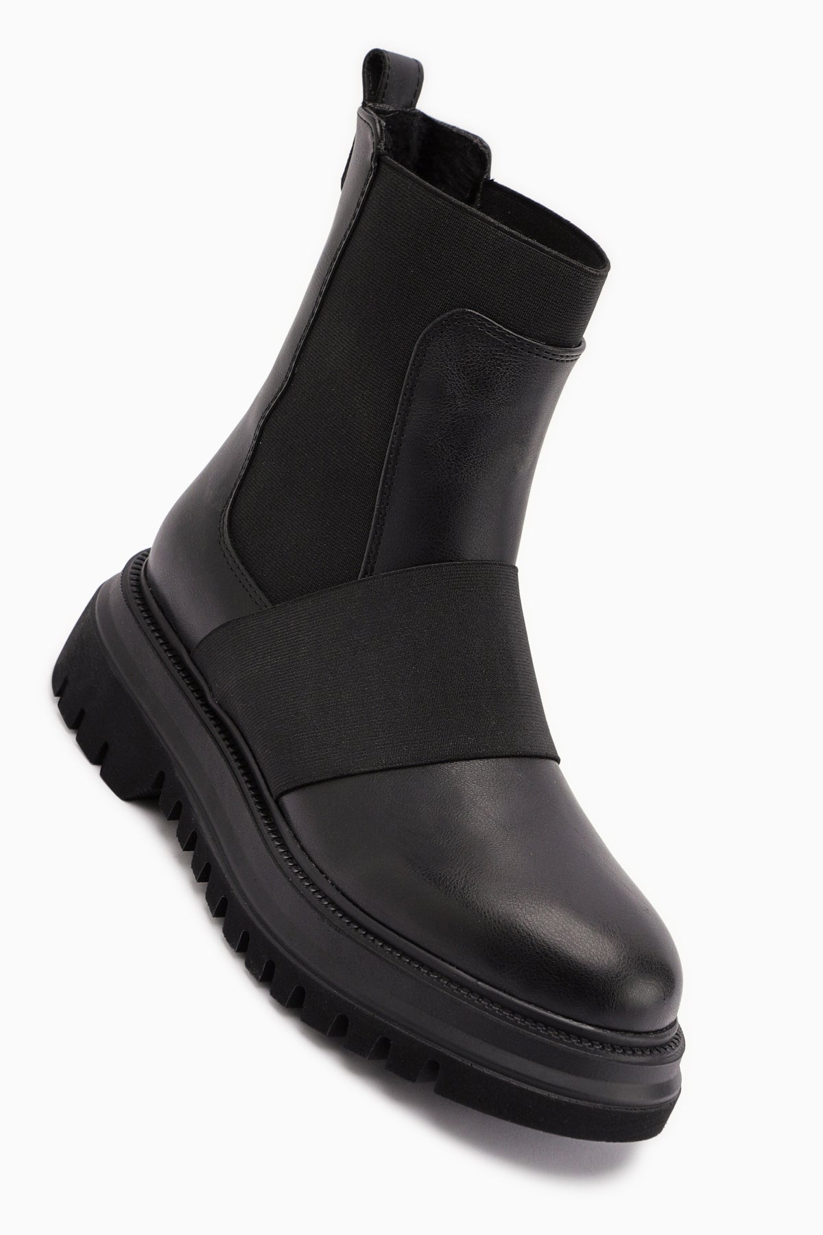 Millena Black Suede Elastic Belt Detailed Women’s Boots
