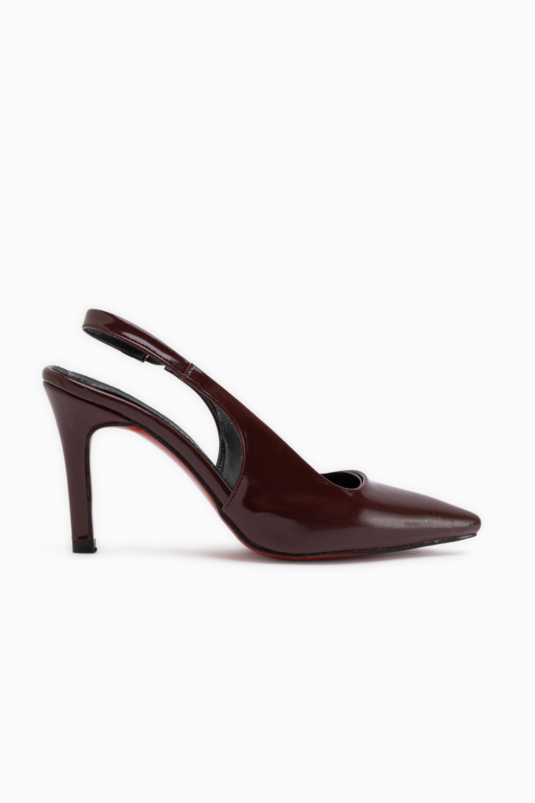 Minal Burgundy Patent Pointed Toe Women’s Heeled Shoes