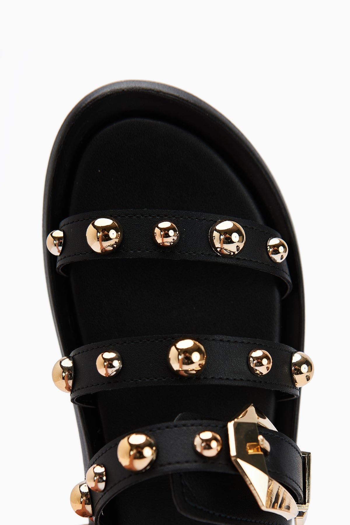 Wiola Black Pearl Detail Buckled Comfort Women's Slipper