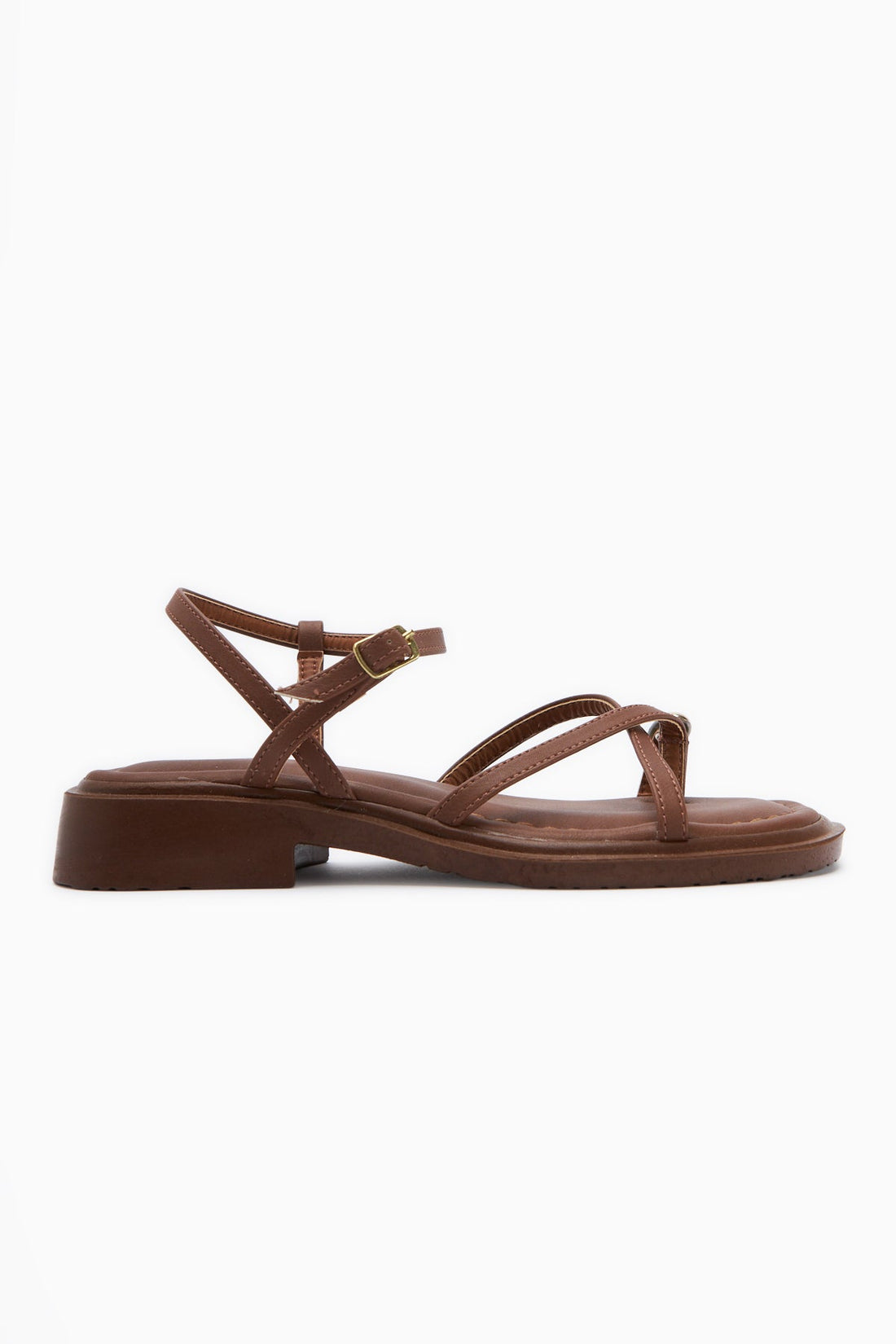 Lissi Black Cross-Strap Thong Sandals with Buckle