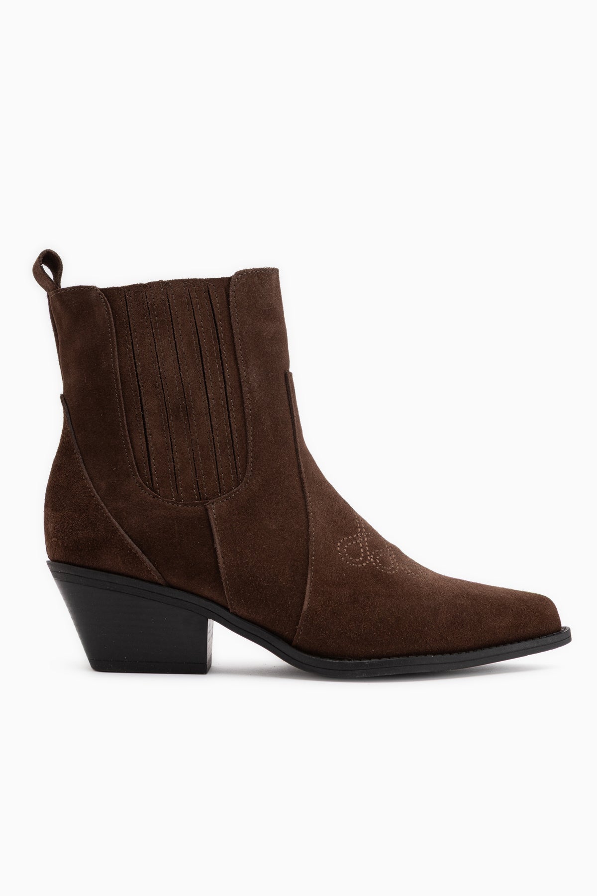 Freya Genuine Leather Brown Suede Embroidered Detailed Women’s Cowboy Boots