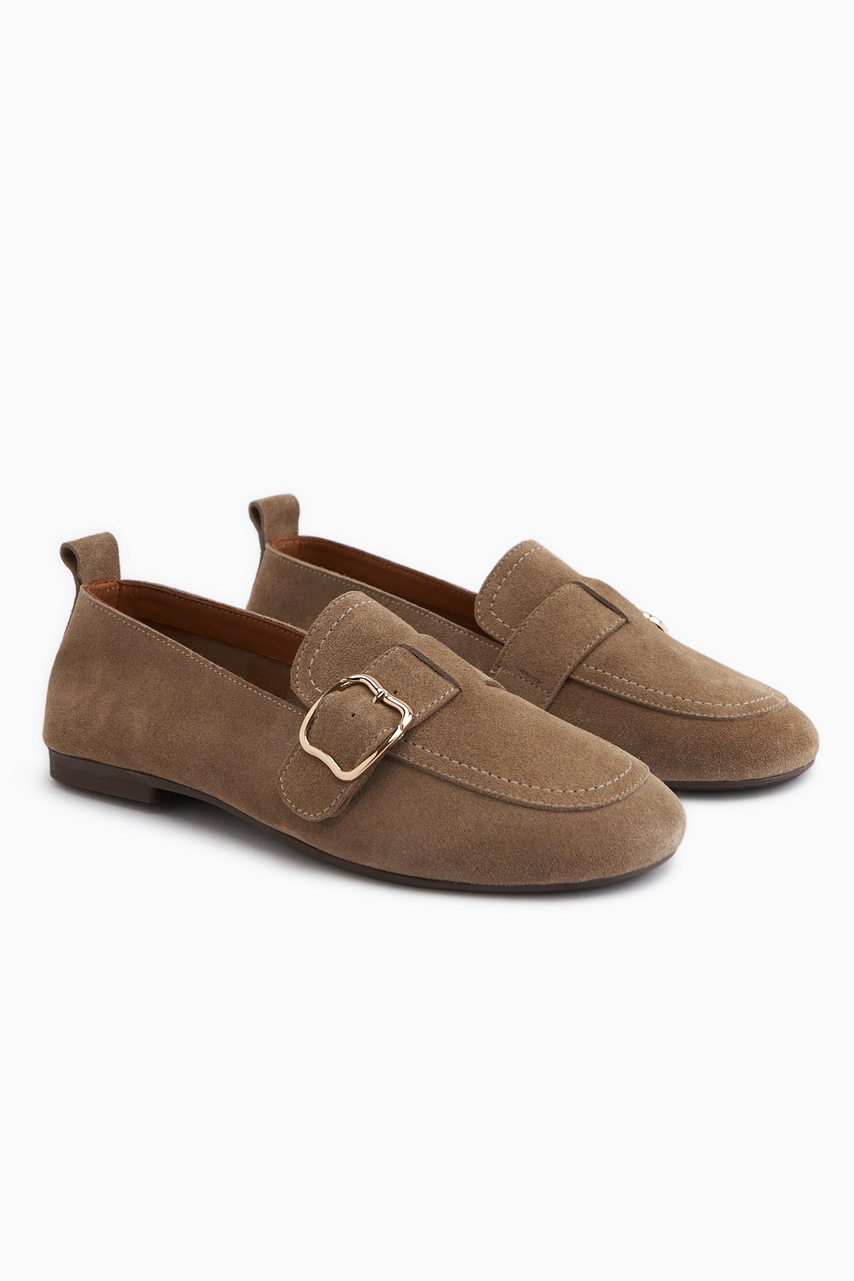 Oliva Genuine Leather Mink Buckled Women’s Ballet Flats