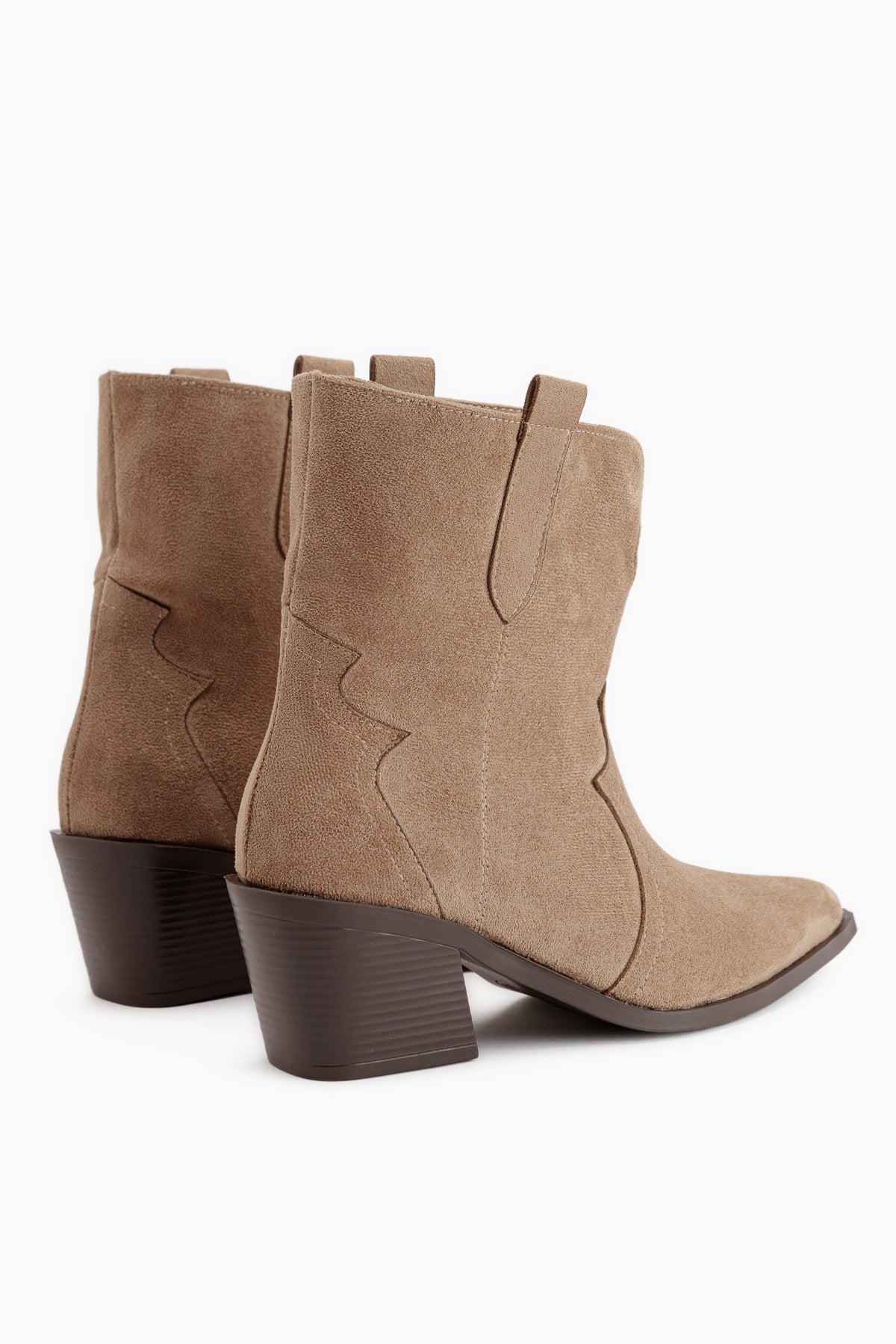 Erica Beige Suede Heeled Western Women’s Boots