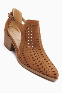 Julian Taba Suede Perforated Chunky Heel Women's Western Summer Boot
