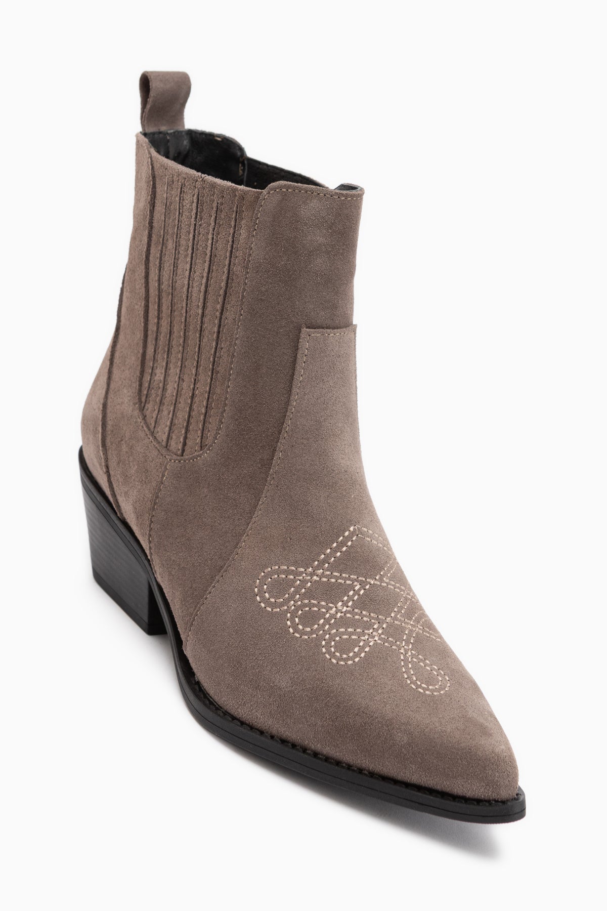 Freya Genuine Leather Mink Suede Embroidered Detailed Women’s Boots