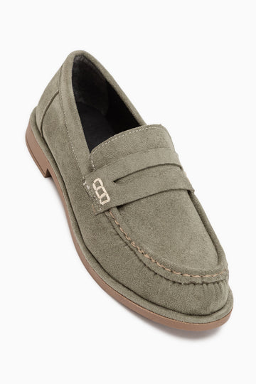 Carmel Yeşil Süet Penny Loafer Kadın Ayakkabı