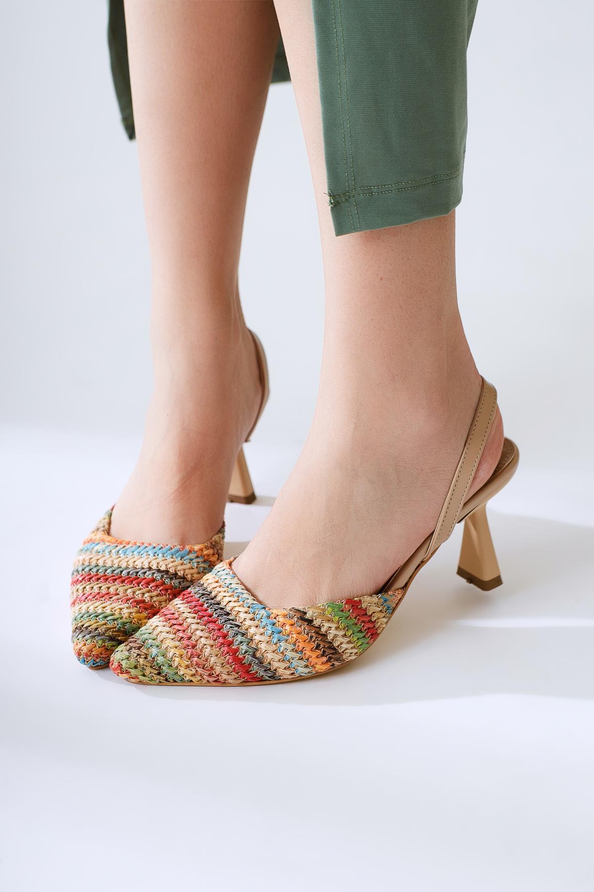 Maddy Multicolor Woven Detail Pointed-Toe Heeled Sandal