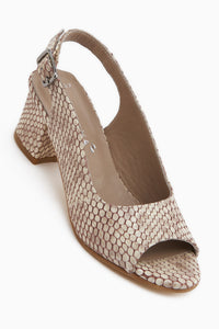 Catia Genuine Leather Beige Snake Patterned Women’s Heeled Sandal