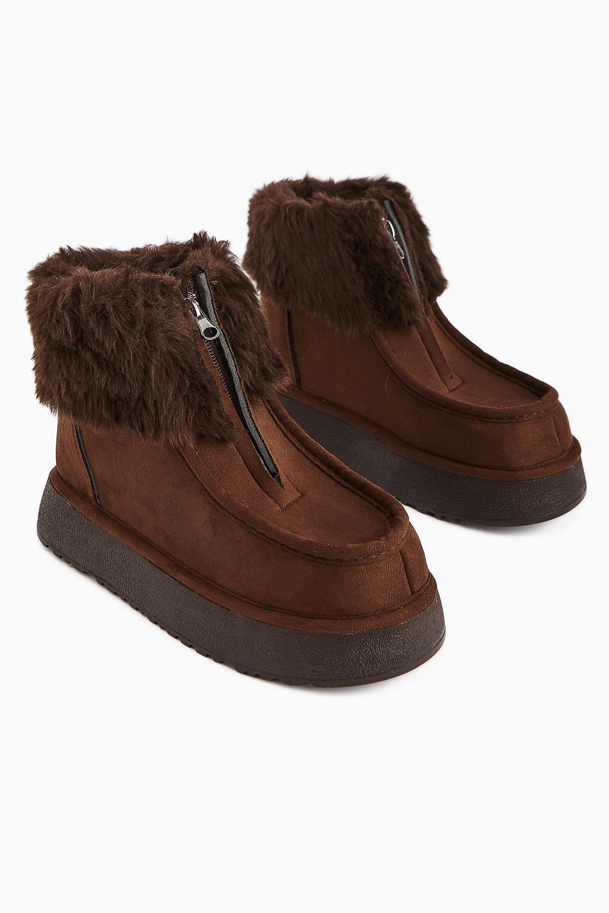 Erva Brown Suede Fur Women's Boot