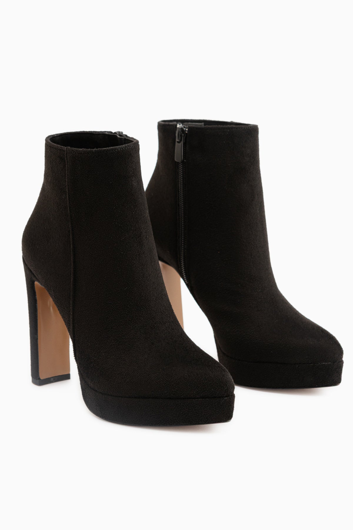 Abbie Black Suede Pointed Toe High Heeled Zipper Boots