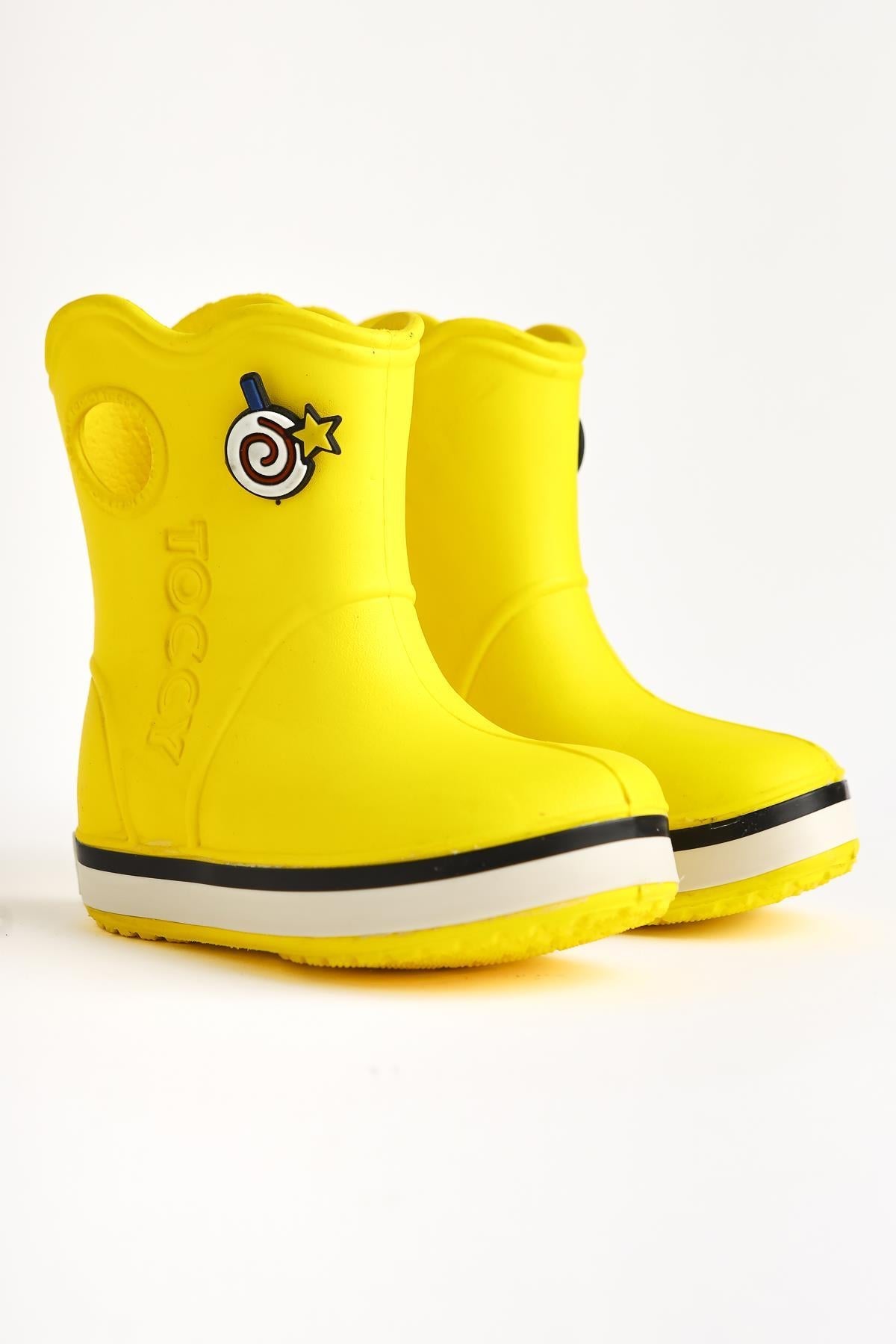 Christa Yellow Pin Detail Waterproof Kids Boot