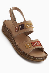 Loreta Genuine Leather Mink Double Strap Women’s Sandal