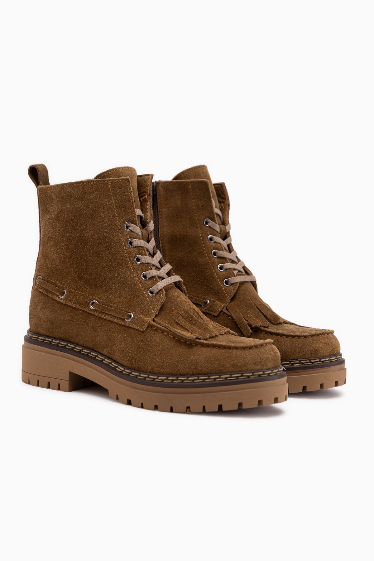 Minna Genuine Leather Walnut Suede Laced Women’s Boots