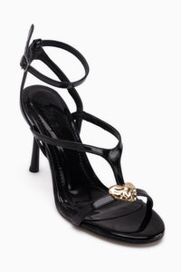 Sweta Black Ankle Strap Buckled Women’s Heeled Shoes