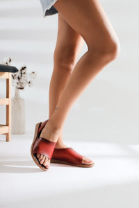 Kaia Red Sandals in Genuine Leather