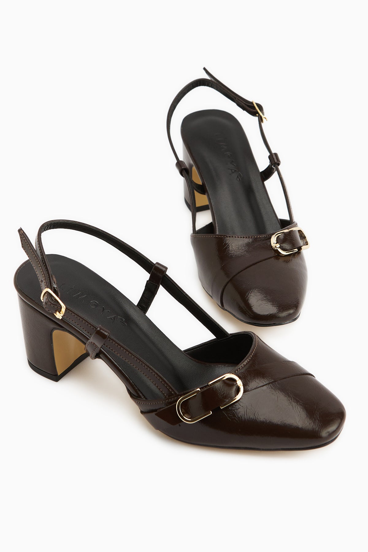 Judy Brown Metal Buckle Square Toe Women’s Heeled Shoes