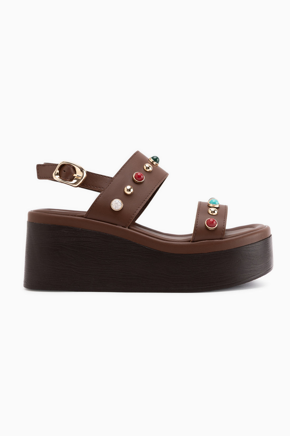 Mariah Brown Beaded Detailed Women’s Wedge Sandal