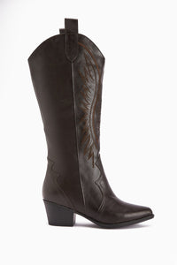 Hero Brown Embroidered Cowboy Boots