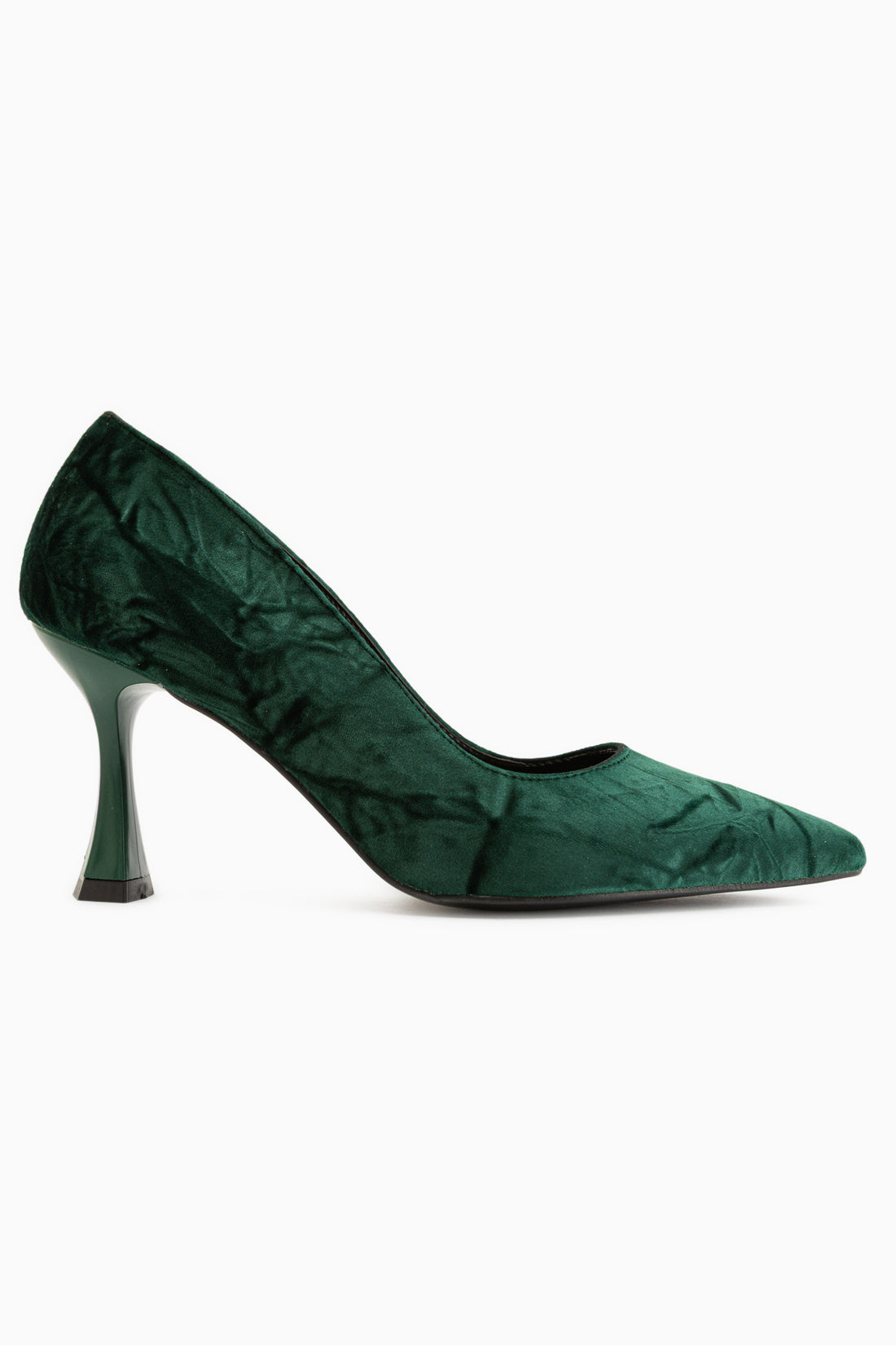 Marcella Green Satin Textured Pointed Toe Women’s Heeled Shoes