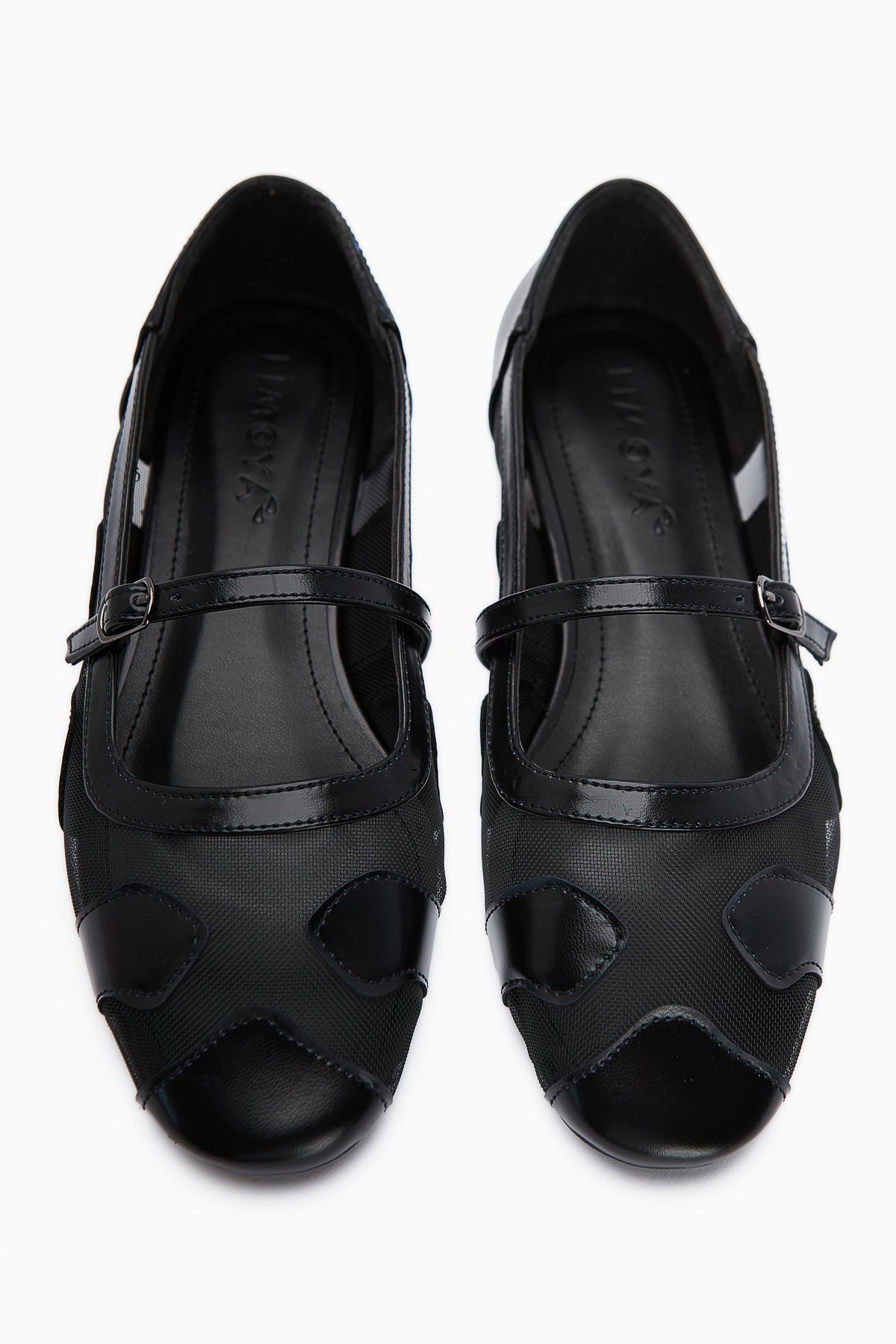 Diora Black Tulle Detail Buckled Women's Ballet Flat