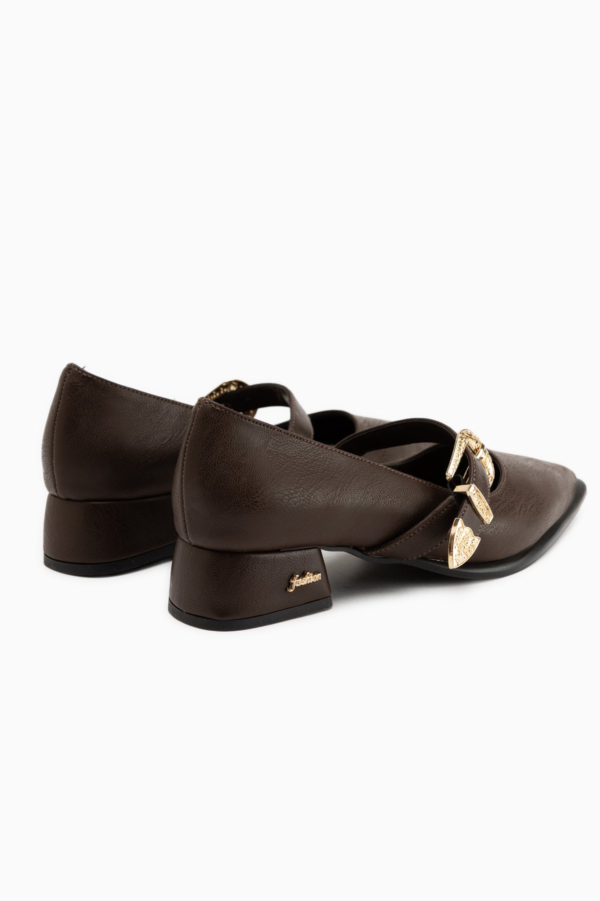 Jacklin Brown Strap Short Heeled Women’s Shoes