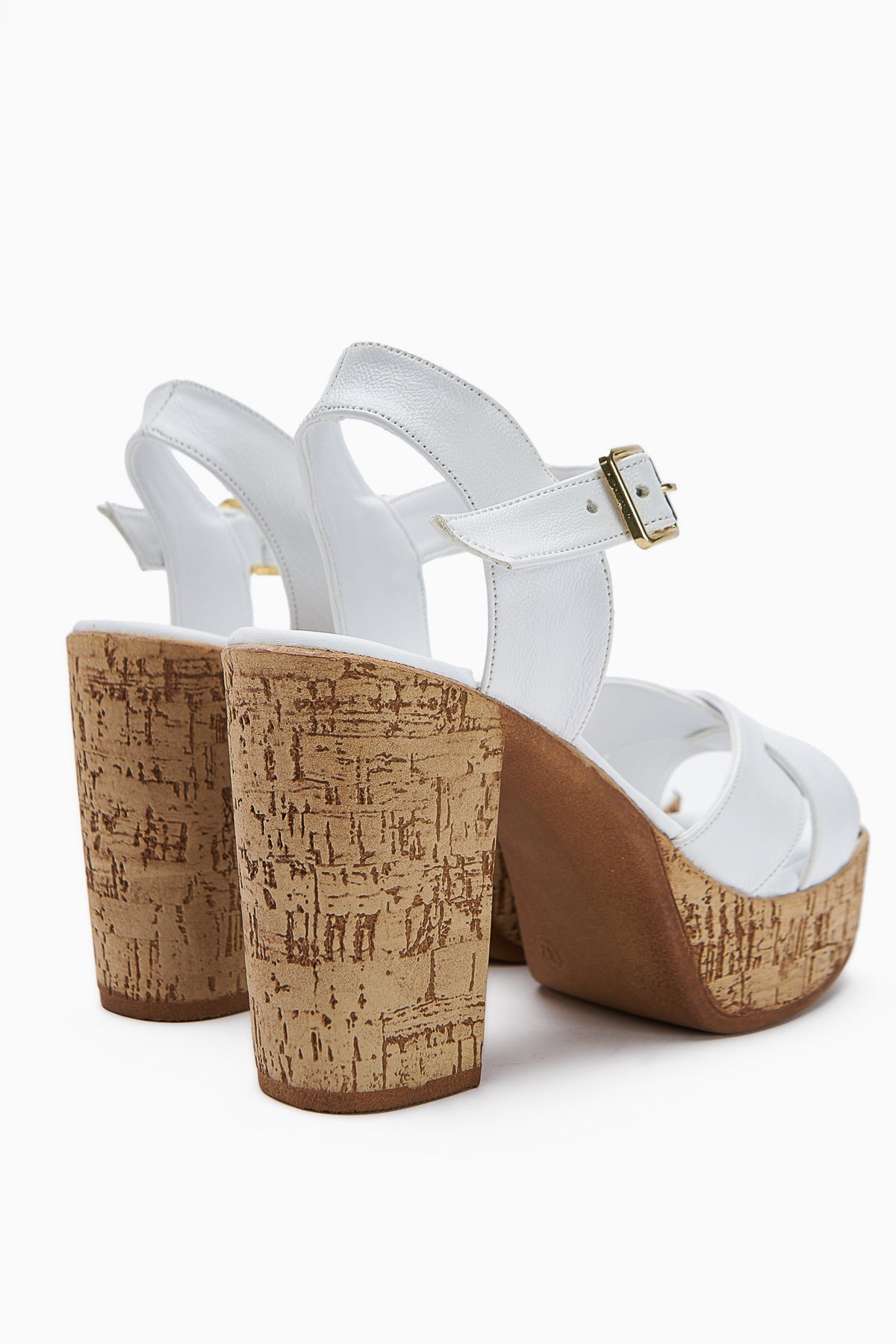 Hera White Cross-Strap Platform Heeled Sandals for Women