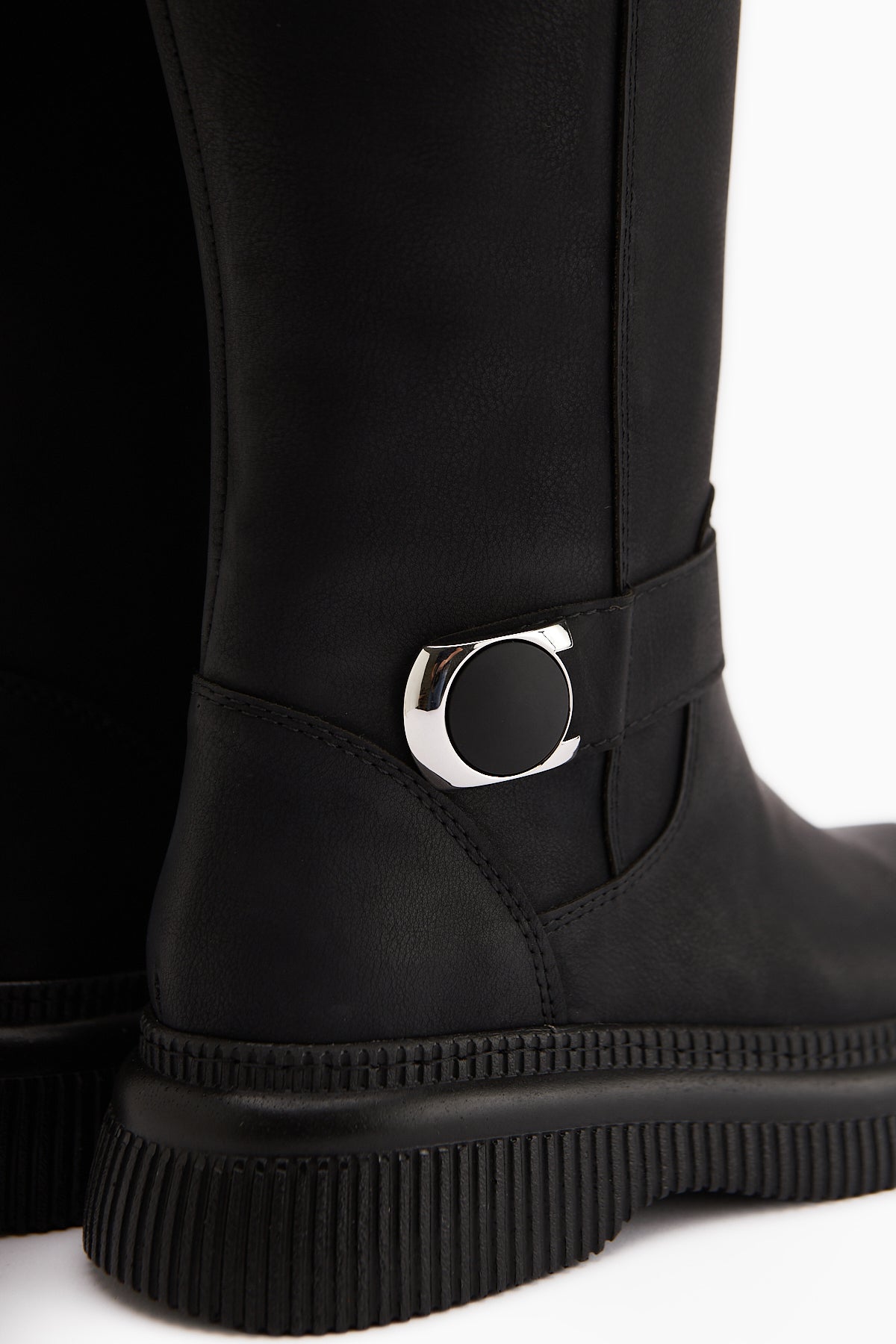 Juliah Black Buckle Detailed Zippered Boots