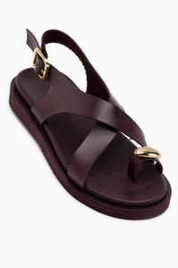 Jolie Burgundy Buckled Thong Women’s Sandal