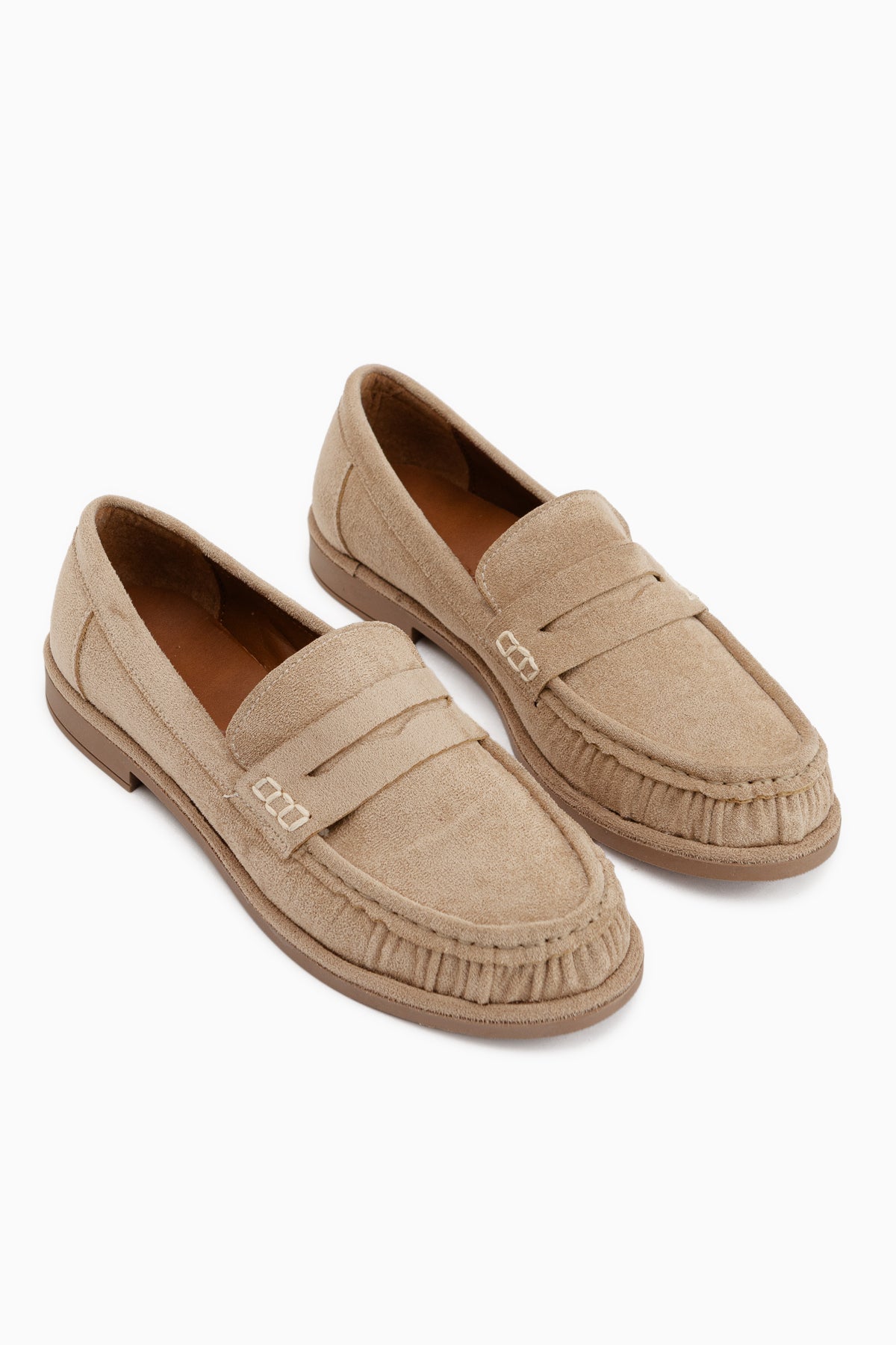 Carmel Beige Suede Penny Loafer Women’s Shoes