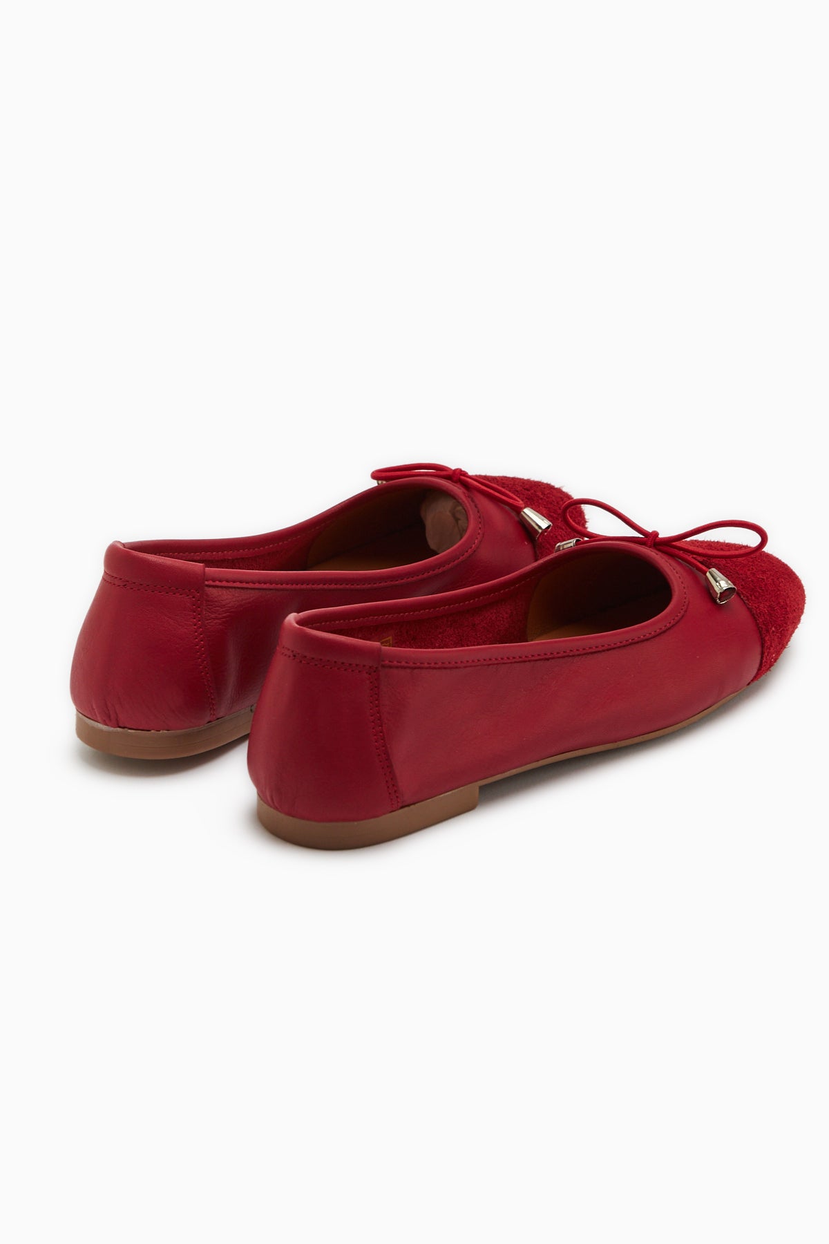 Anjela Genuine Leather Red Bow Detailed Women’s Ballet Flats