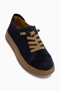 Genuine Leather Navy Suede Comfortable Sole Women’s Sneakers