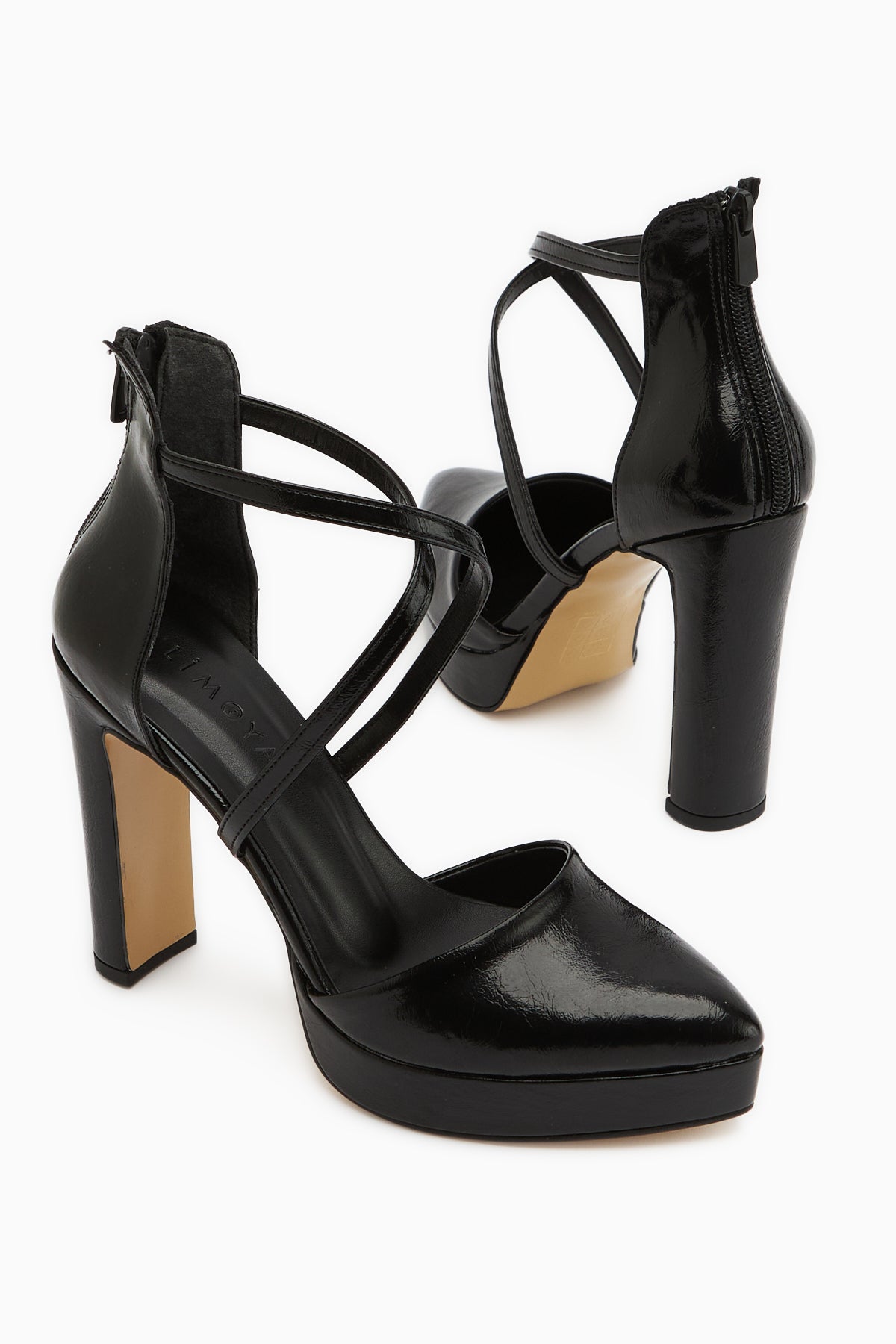 Naomi Black Belted Platform Heeled Women’s Shoes