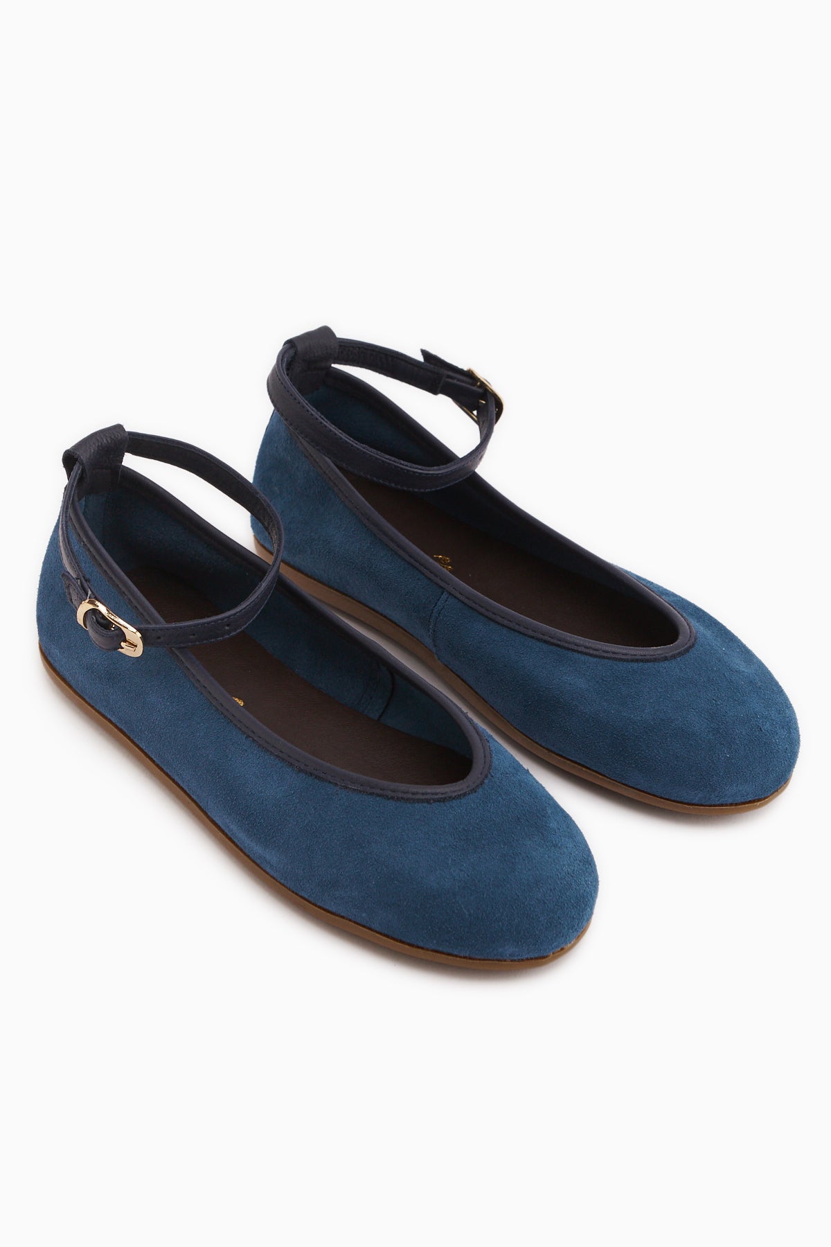 Genuine Leather Navy Suede Belted Women’s Ballet Flats