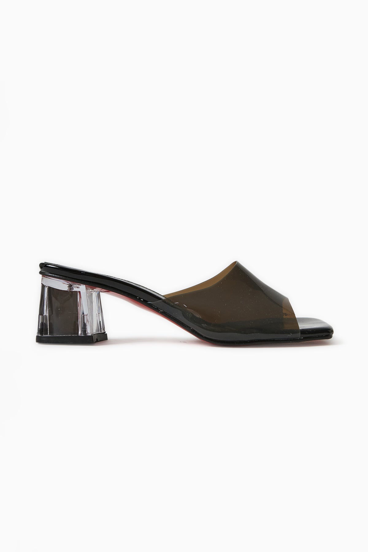 Persa – Black Transparent-Strap Transparent-Heel Slide (Women)