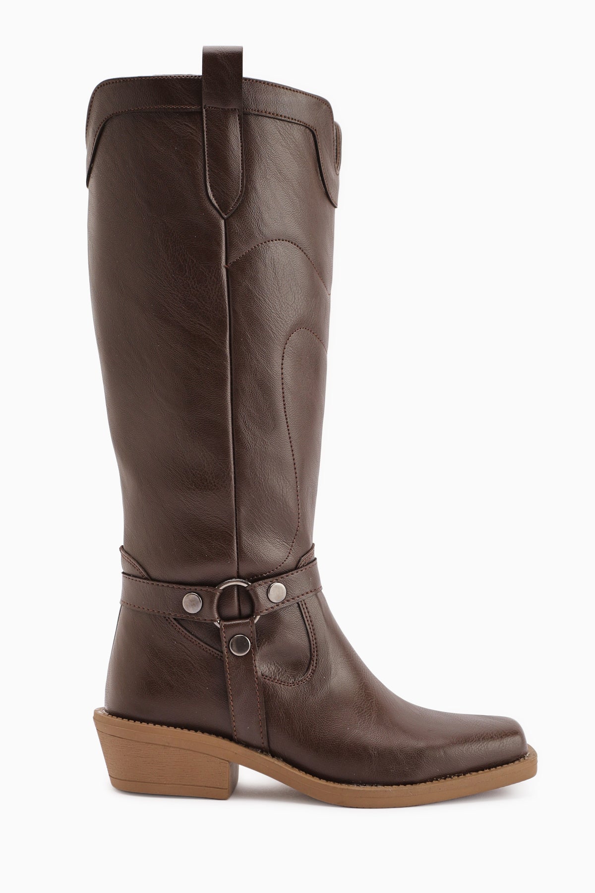 Ferial Brown Embroidered Square Toe Dakota Boots