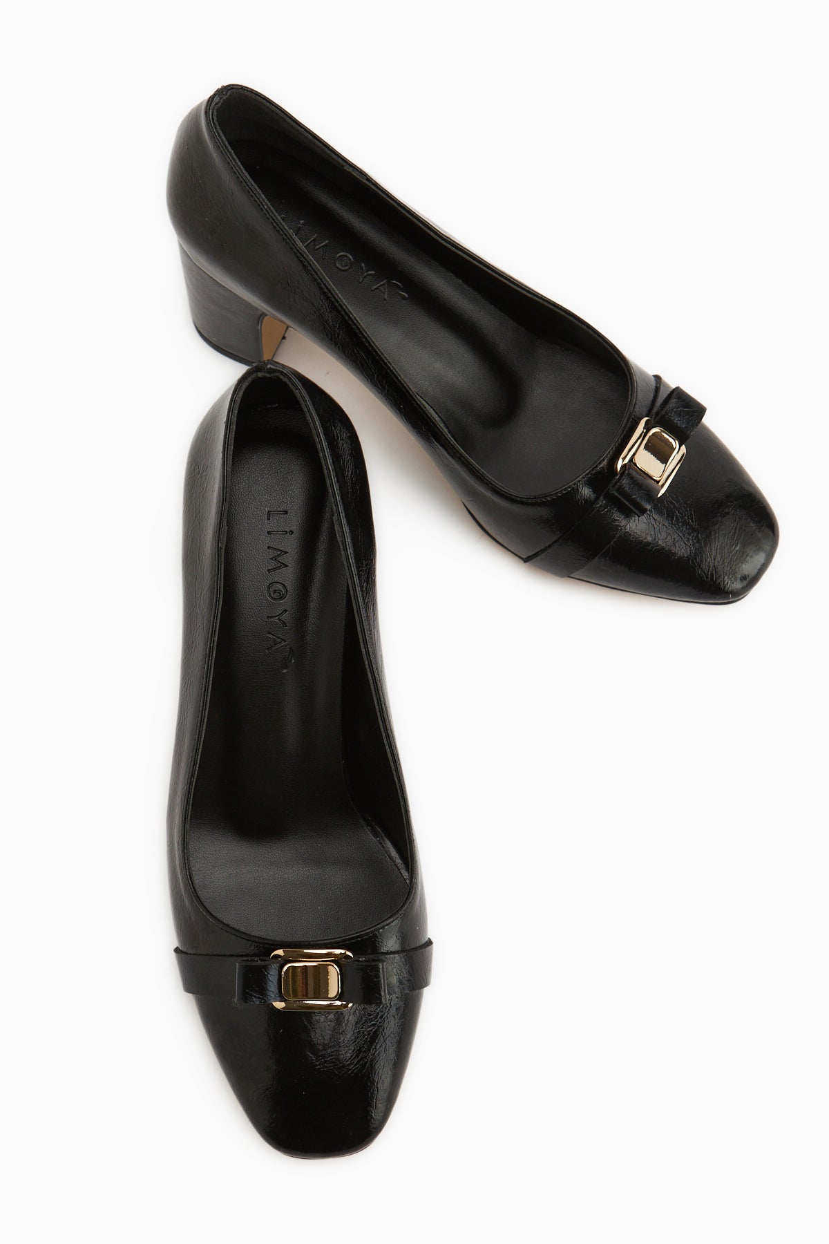 Lois Black Buckled Square Toe Women’s Heeled Shoes