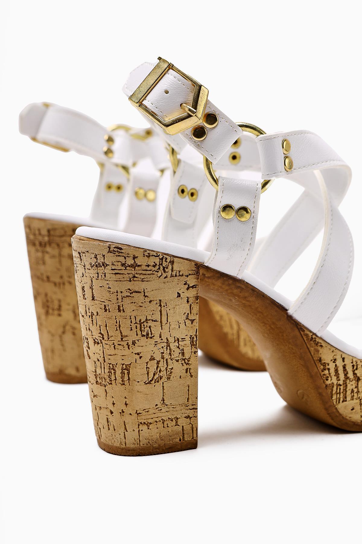 Havannah White Cross-Strap Platform High Heel Women's Sandal