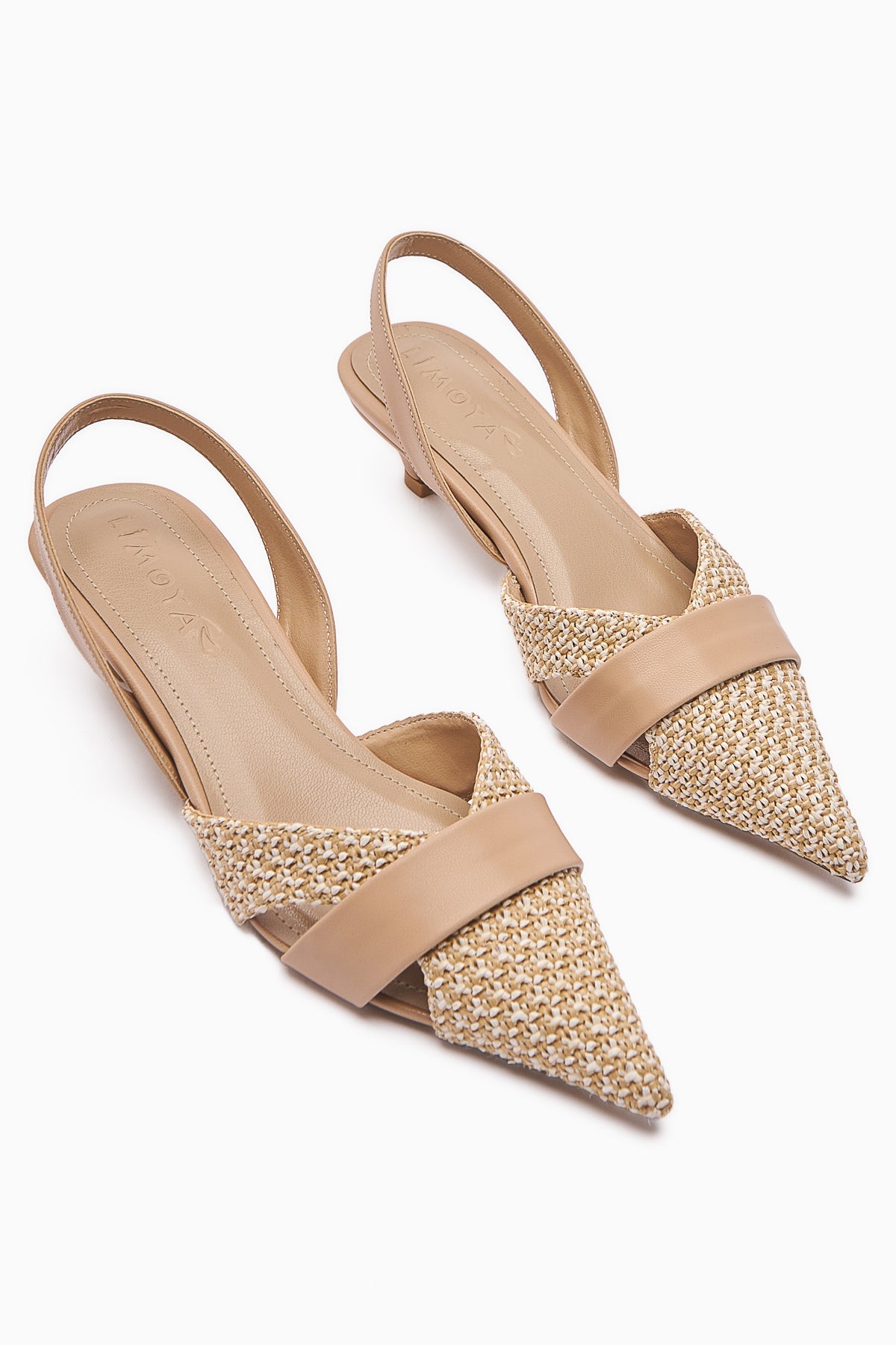 Hina Beige Woven Detail Low Heel Women's Sandals