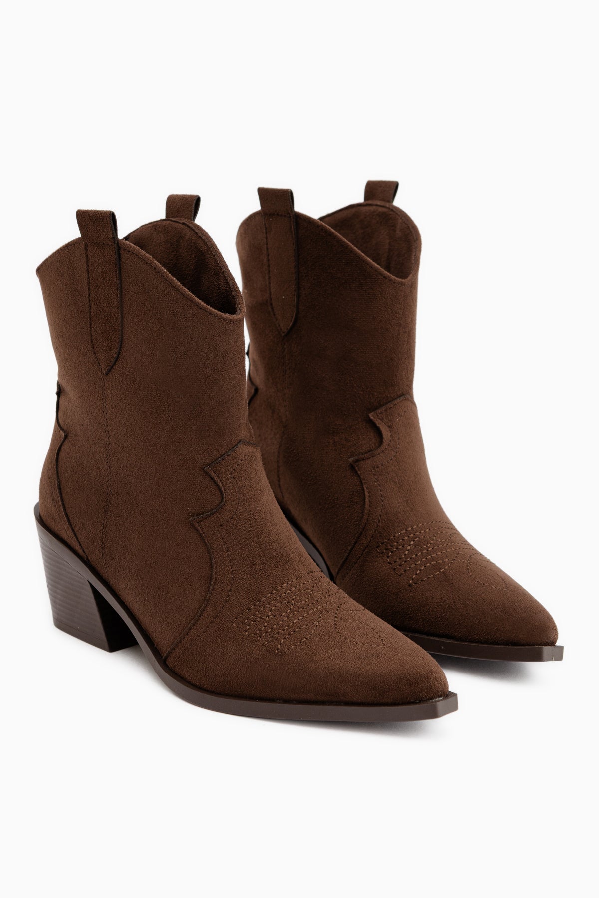Joo Coffee Suede Pointed Toe Embroidered Women’s Boots