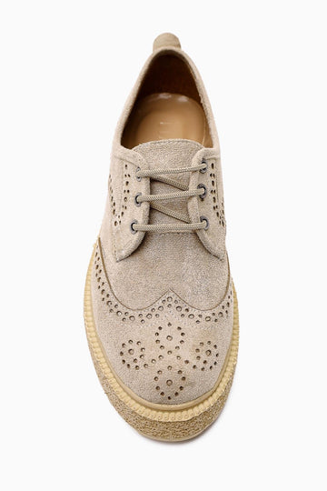 Rossy Nude Suede Round Toe Laser Cut Casual Shoes