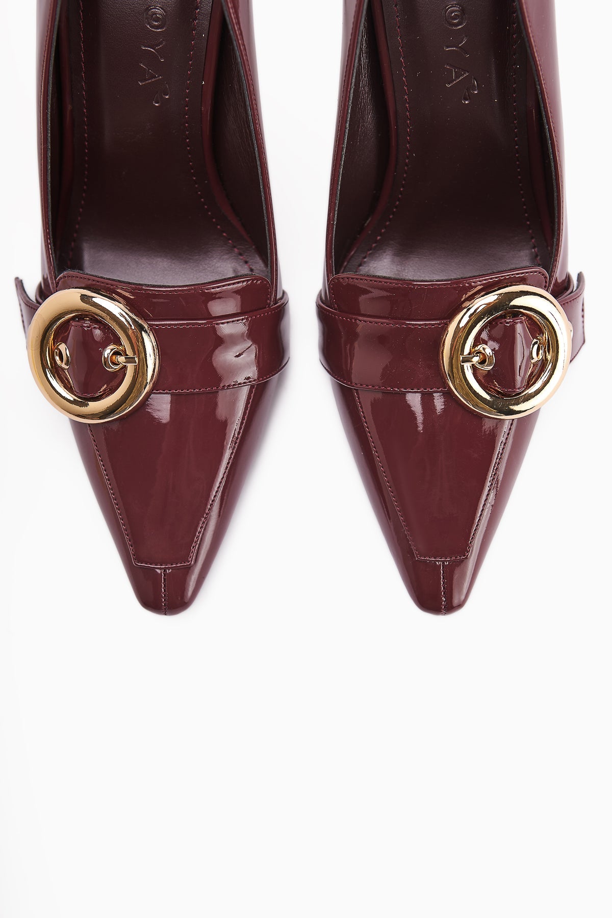 Elisar Burgundy Patent Leather Belt Detail Women's High Heels