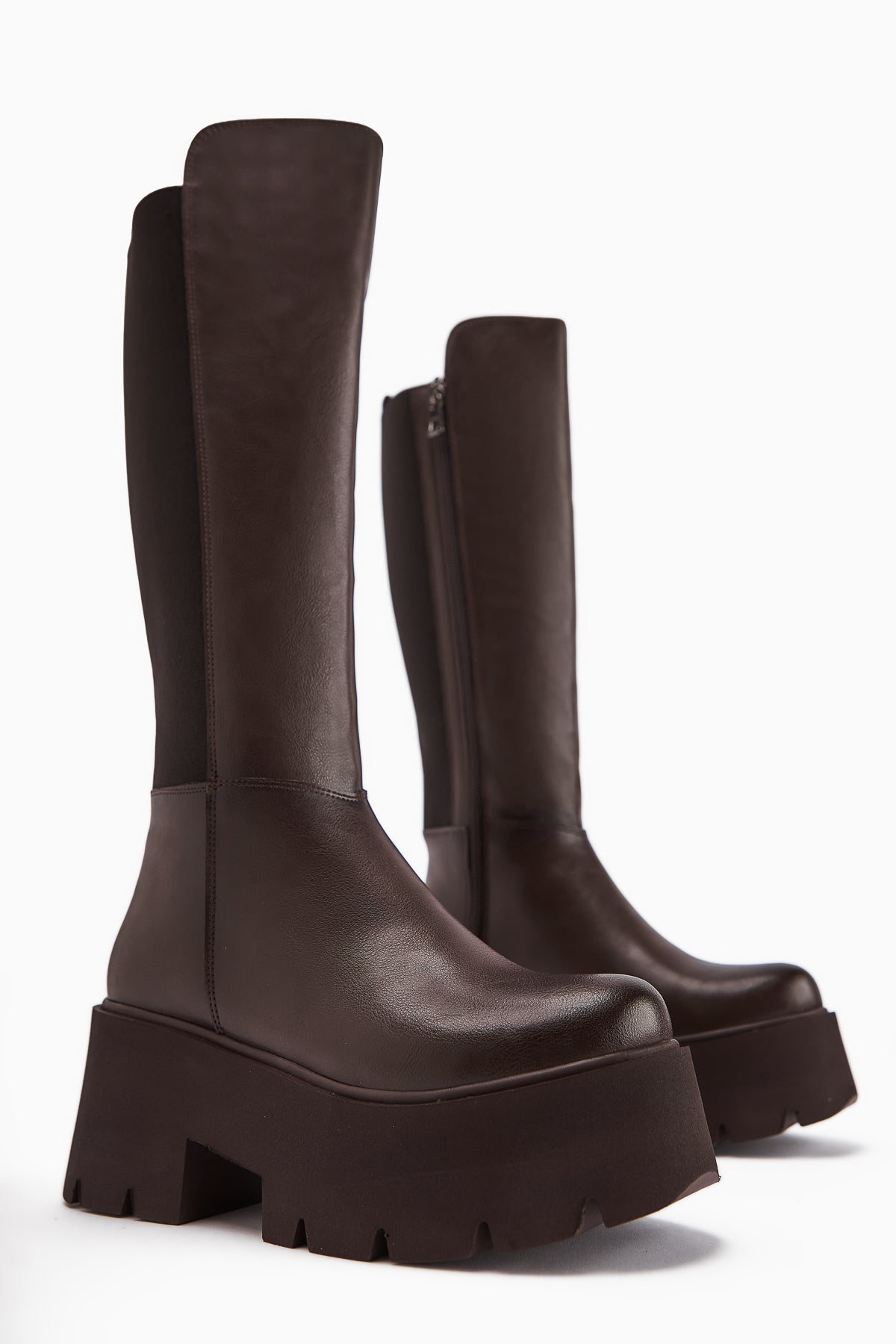 Sannah Brown Platform Heeled Women's Boot