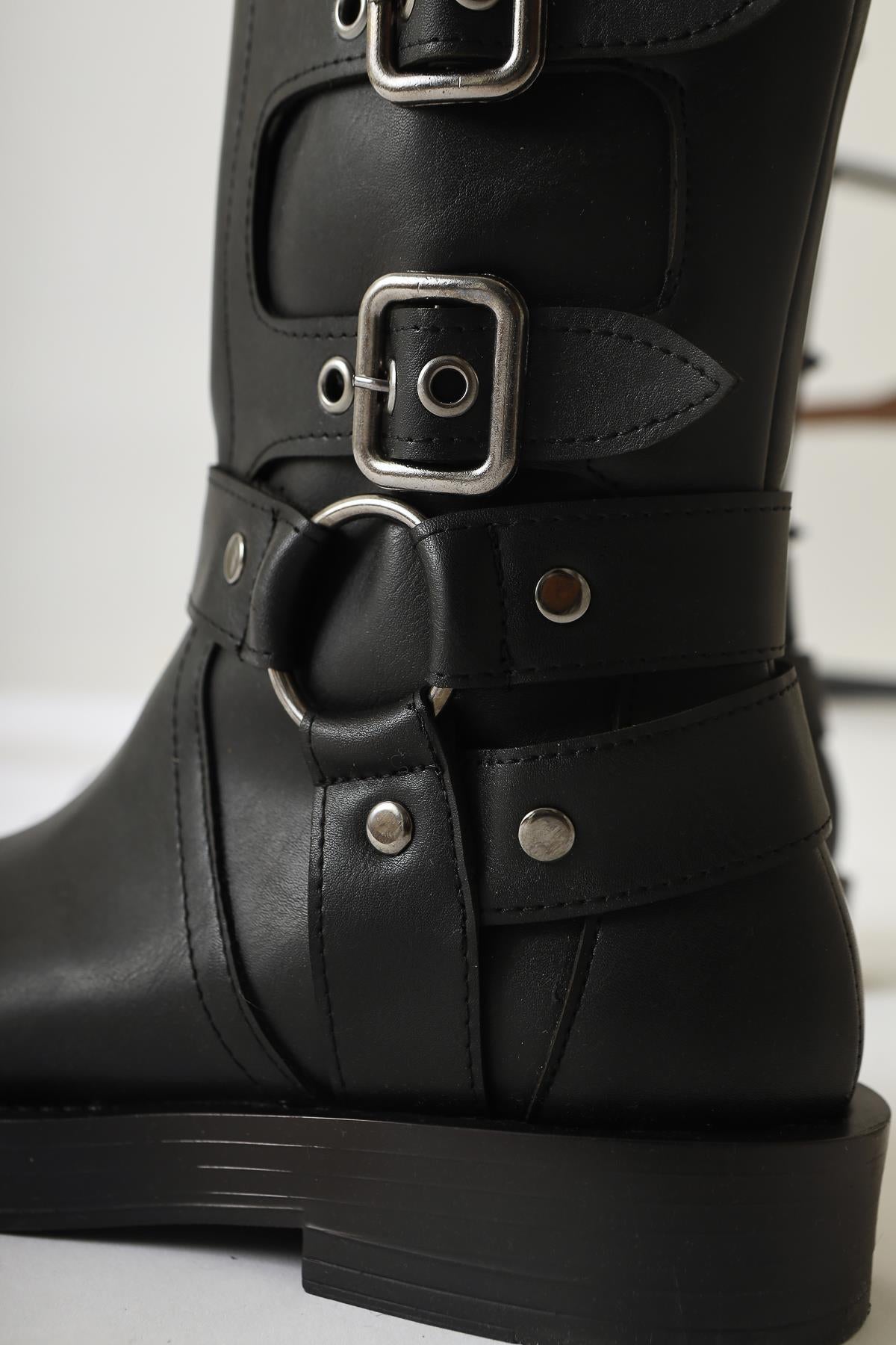 Luella Black Belt Accessorized Zippered Boot
