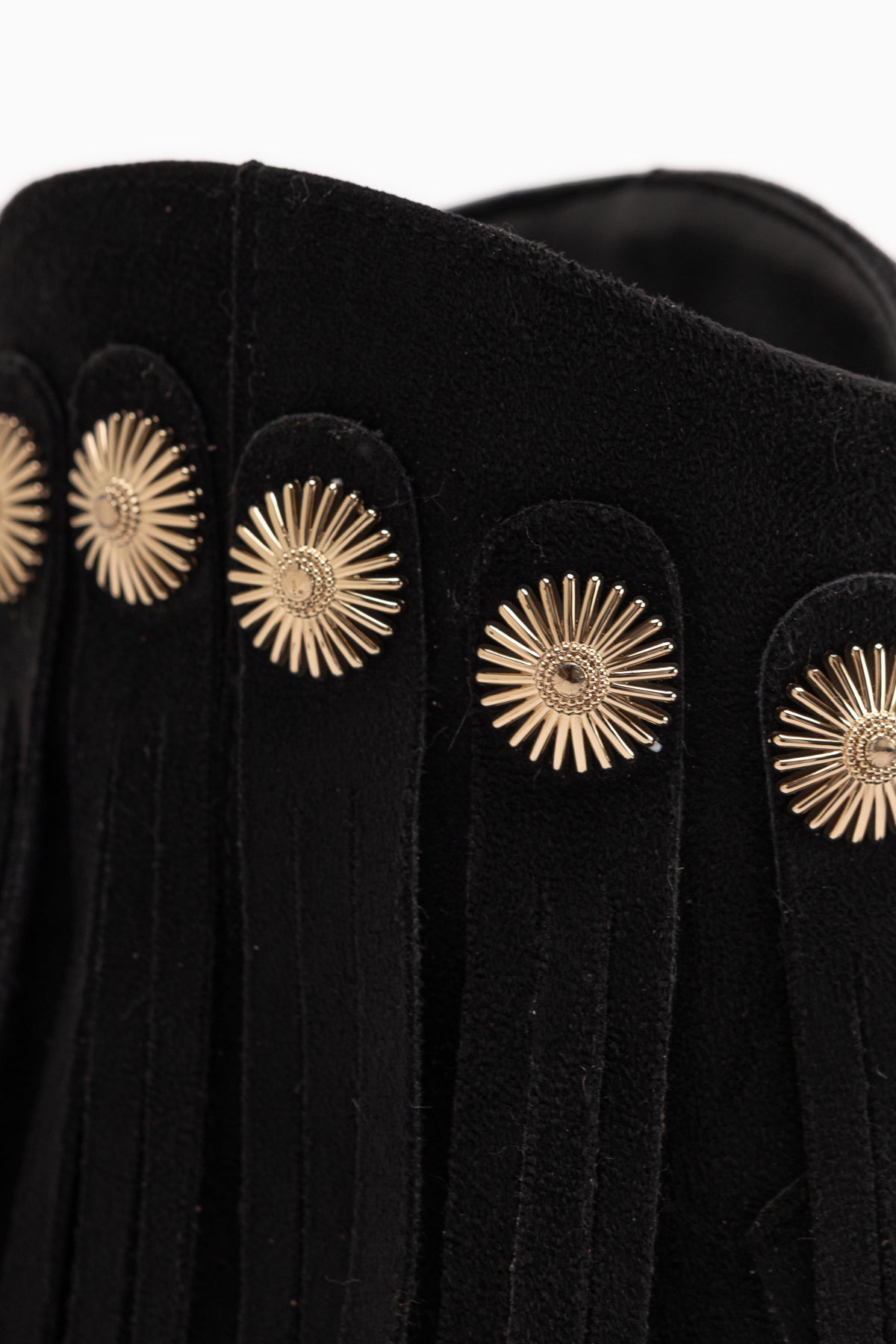 Rodeo Black Suede Fringed Thick Heeled Women’s Western Boots