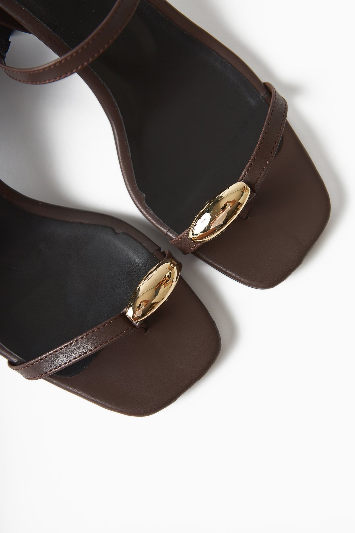 Selenya Coffee Thong Sandals with Buckle Detail for Women