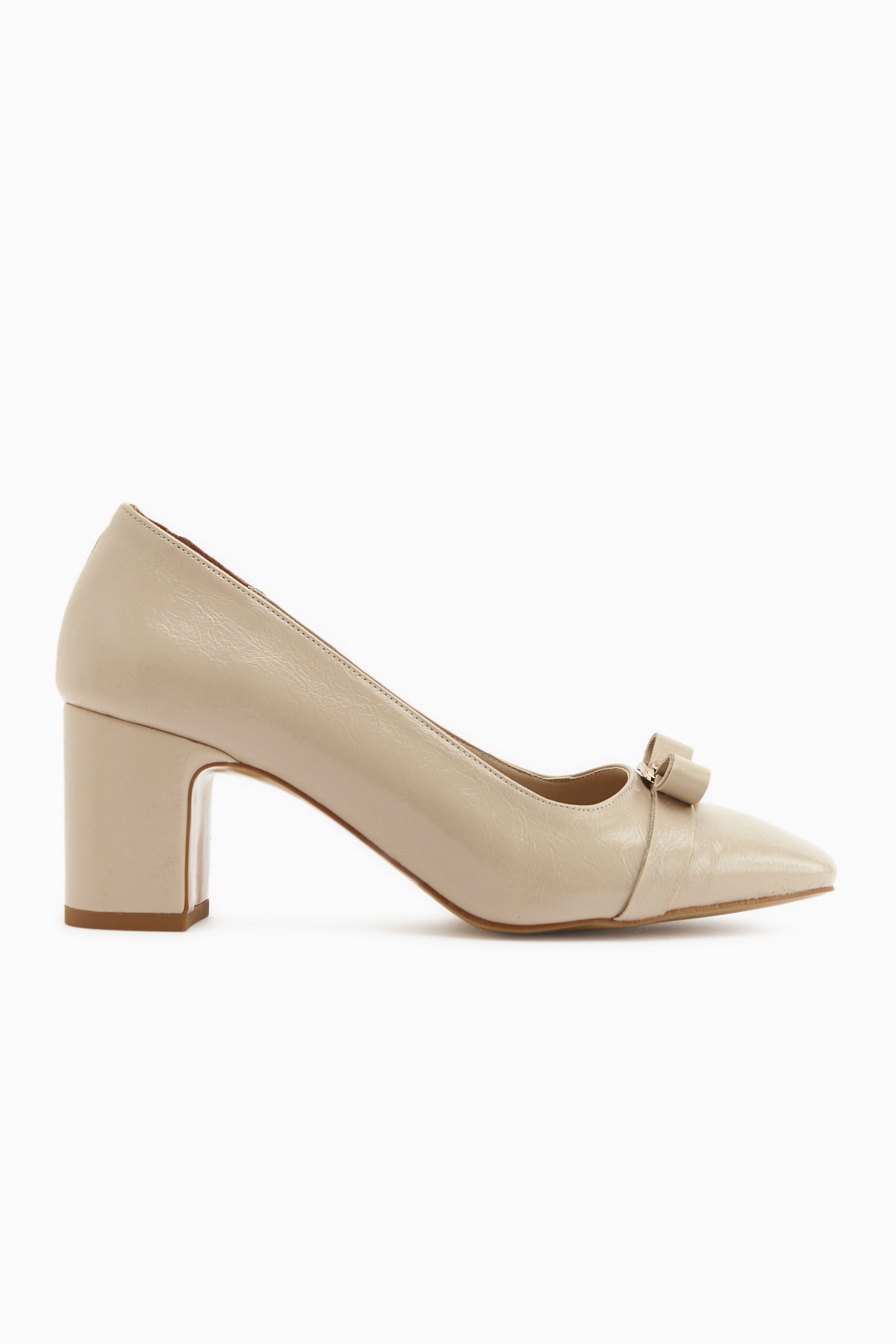 Lois Beige Buckled Square-Toed Women’s Heeled Shoes