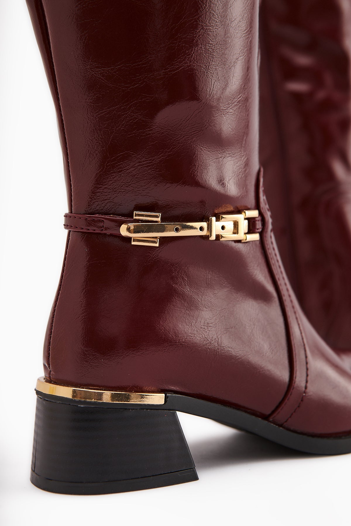 Kamilla – Burgundy Buckle Knee-High Boot (Women)