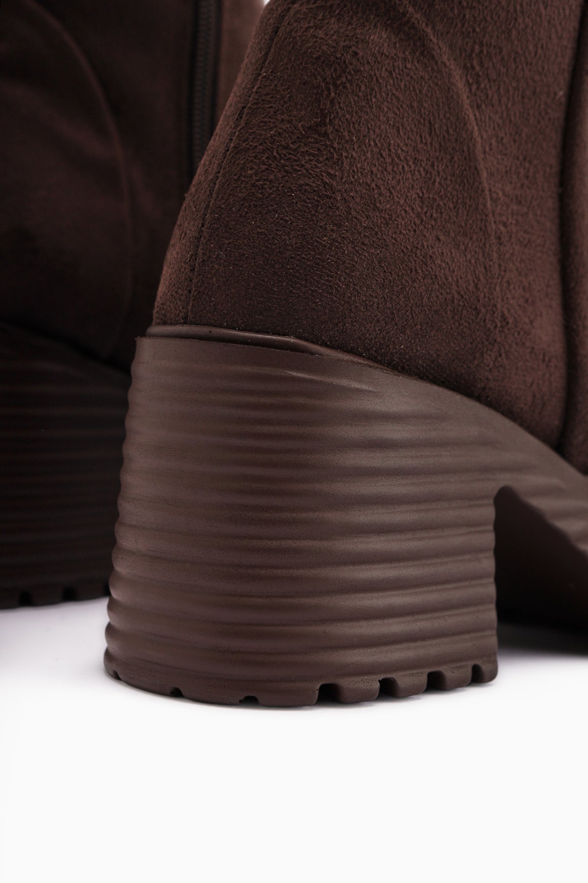 Roseann – Brown Suede Thick-Sole Platform Long Boot